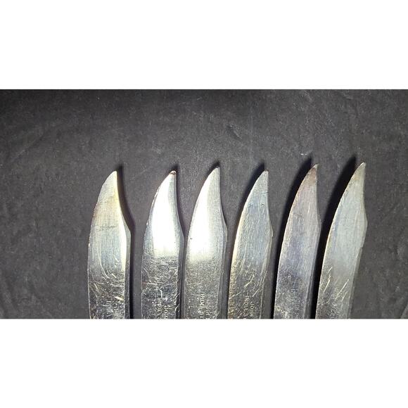 Mother of Pearl Fruit Knives Set of 6 Sterling Ferrule India Stainless Blades - Picture 5 of 10